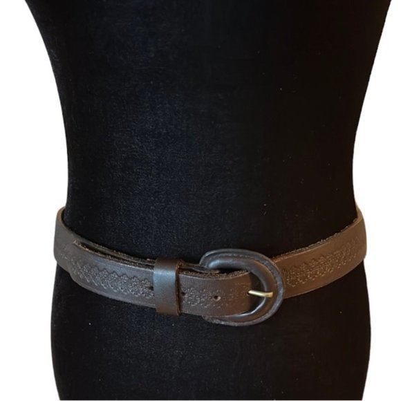 MC COLLECTION brown genuine leather size large approx 37 inches long - Picture 1 of 7